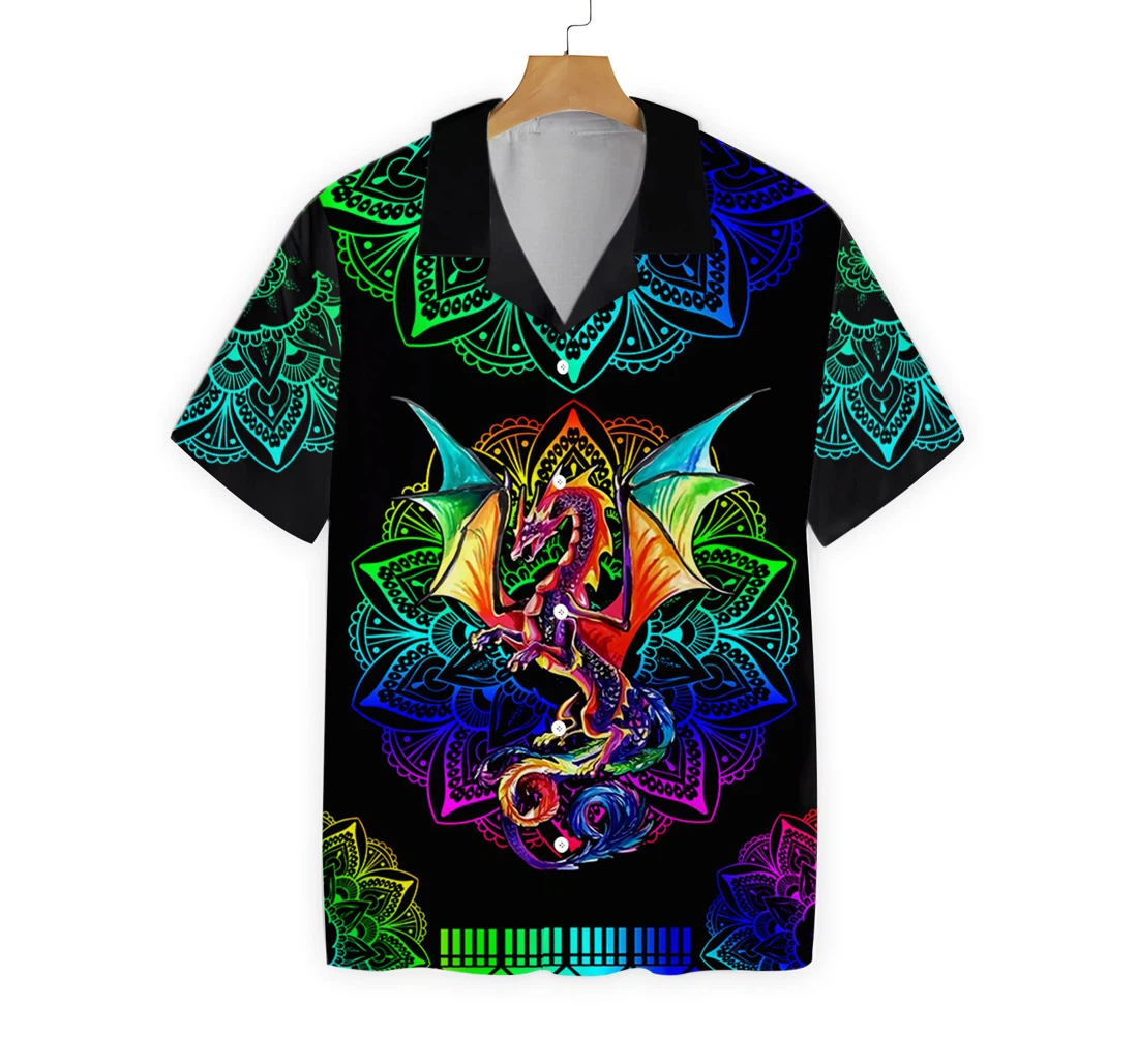 Dragon Mandala Hawaiian Shirt, Button Up Aloha Shirt For Men, Women