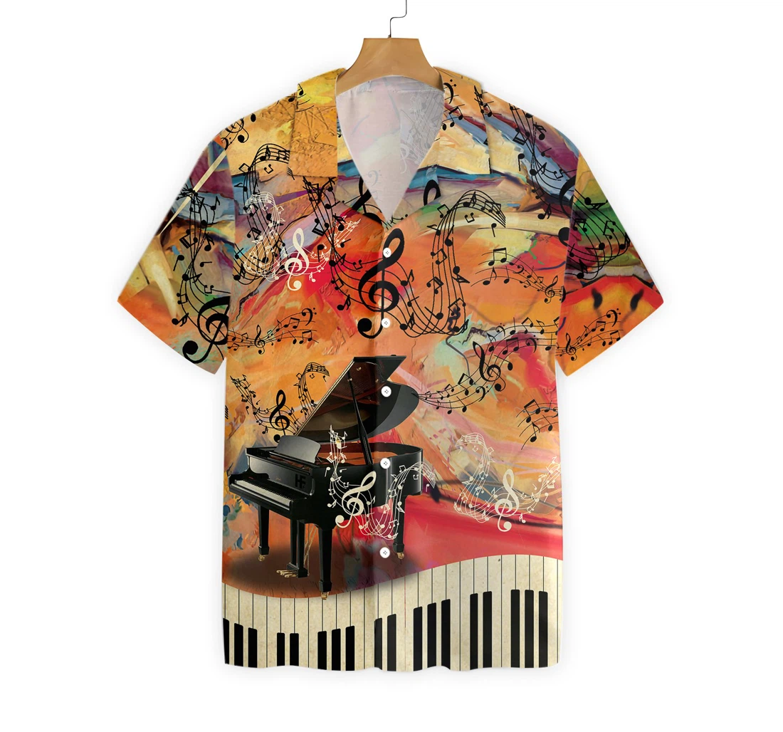 Let The Piano Guide You The World Hawaiian Shirt, Button Up Aloha Shirt For Men, Women