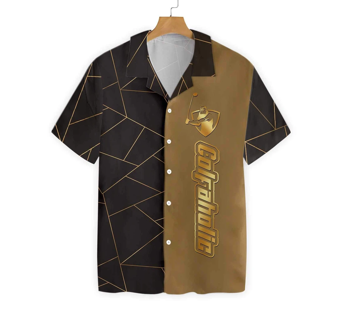 Golden Lines Golfaholic Hawaiian Shirt, Button Up Aloha Shirt For Men, Women