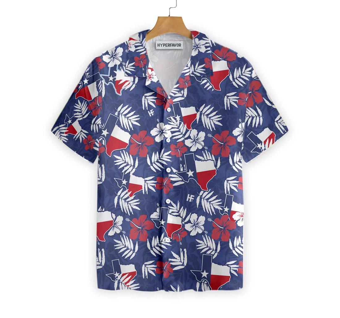 Texas Flag Seamless Pattern Usa Hawaiian Shirt, Button Up Aloha Shirt For Men, Women