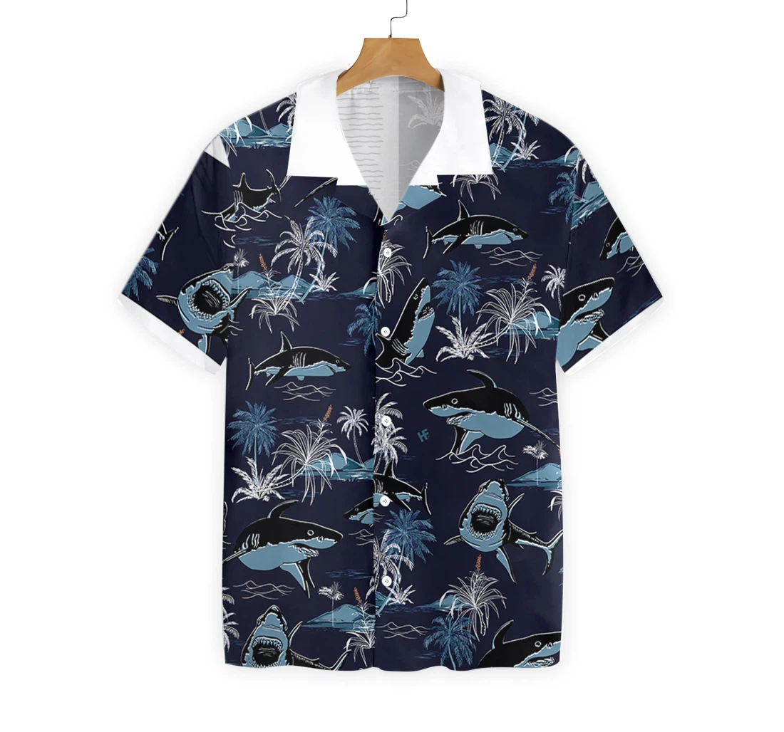 Bite People Hail Satan Shark Hawaiian Shirt, Button Up Aloha Shirt For Men, Women