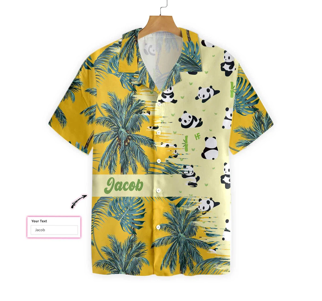 Panda Yellow Custom Hawaiian Shirt, Button Up Aloha Shirt For Men, Women