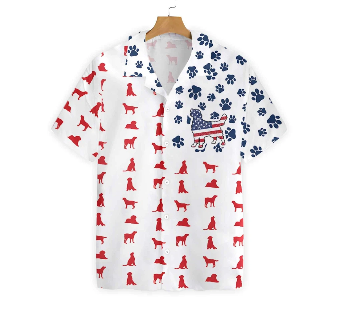 Labrador American Flag Hawaiian Shirt, Button Up Aloha Shirt For Men, Women