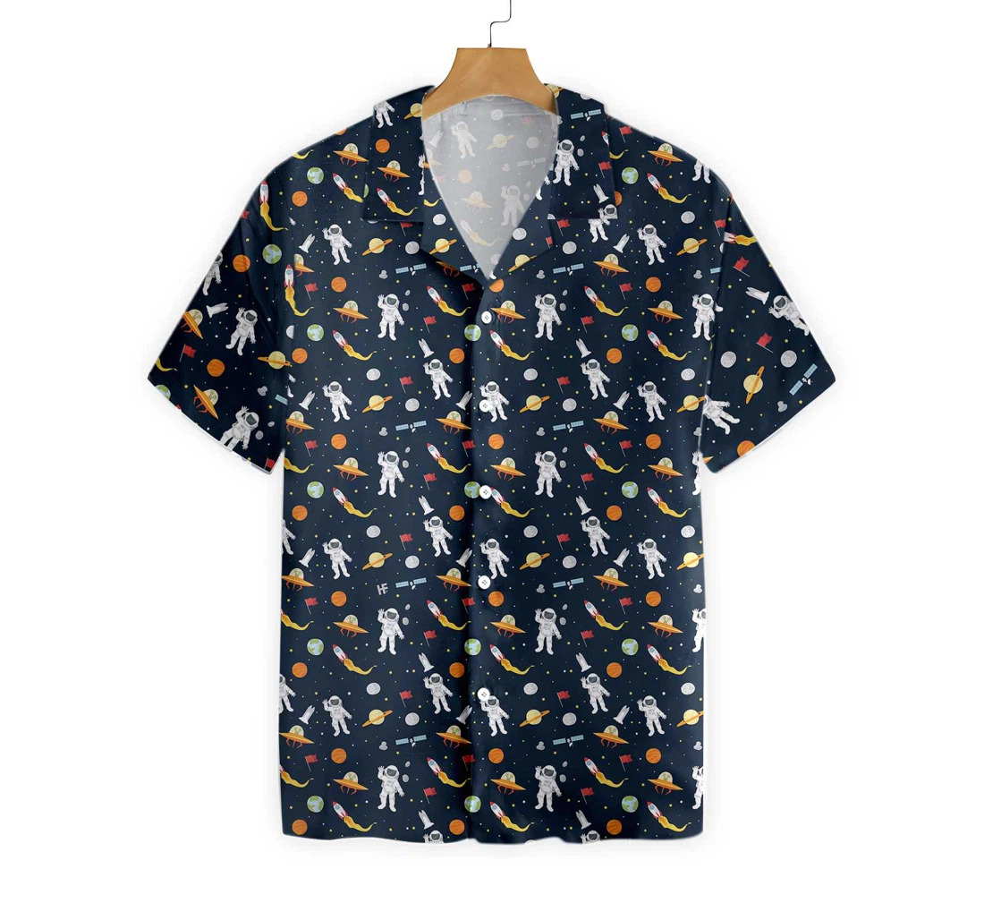 Astronaut Hello Hawaiian Shirt, Button Up Aloha Shirt For Men, Women