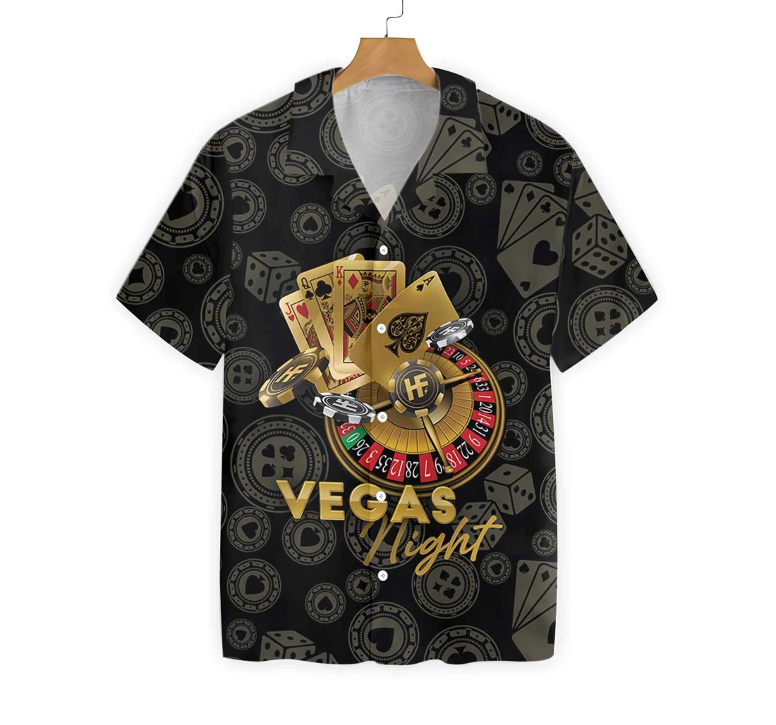 Vegas Night In Casino Hawaiian Shirt, Button Up Aloha Shirt For Men, Women