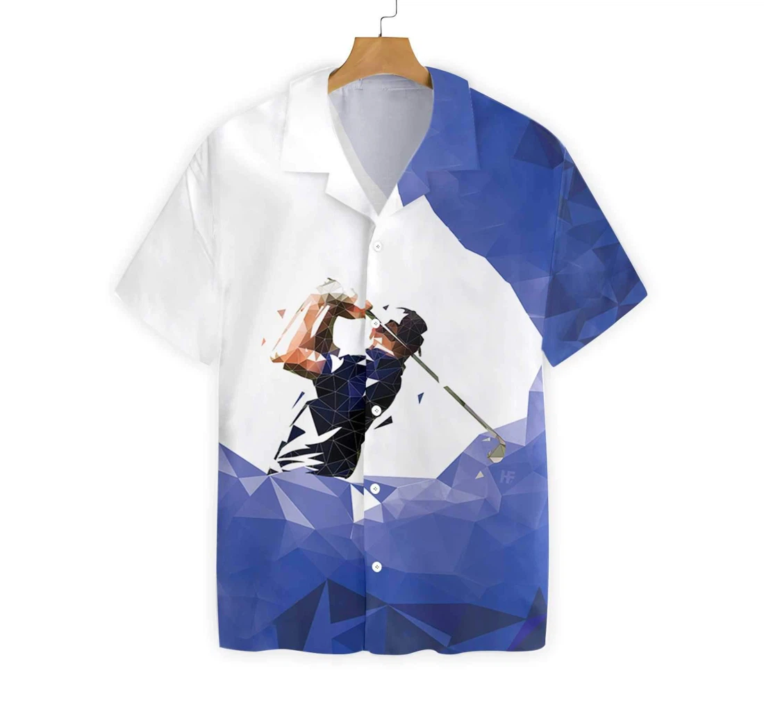 Golf Low Poly Hawaiian Shirt, Button Up Aloha Shirt For Men, Women