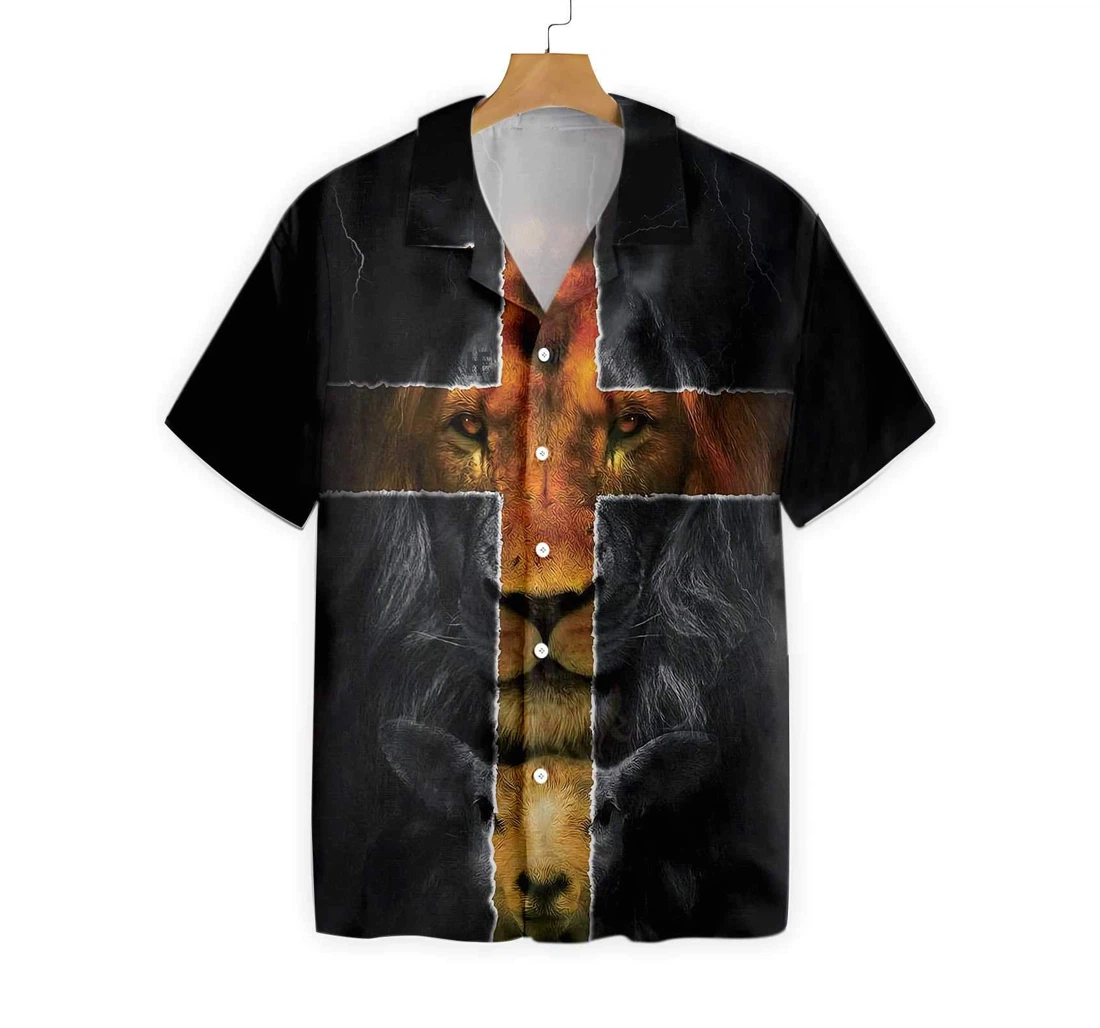 Jesus Amazing Lion And Lamb Hawaiian Shirt, Button Up Aloha Shirt For Men, Women