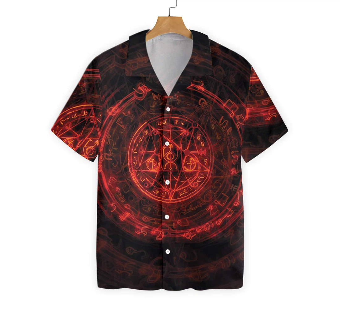 Occult Symbol Satanic Goth Gothic Hawaiian Shirt, Button Up Aloha Shirt For Men, Women