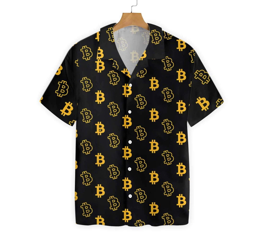 Seamless Bitcoin Hawaiian Shirt, Button Up Aloha Shirt For Men, Women