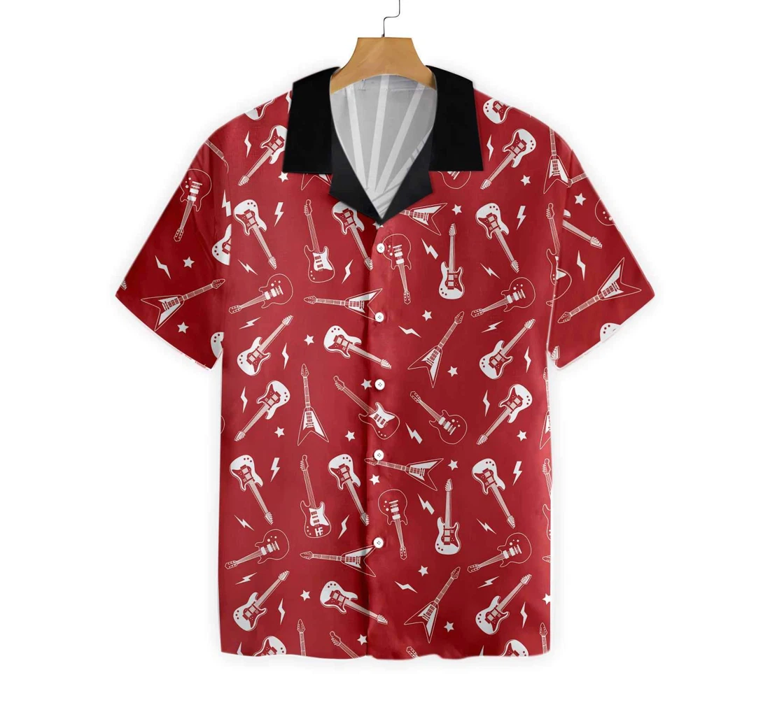 Guitarist Personalized Name Custom Hawaiian Shirt, Button Up Aloha Shirt For Men, Women