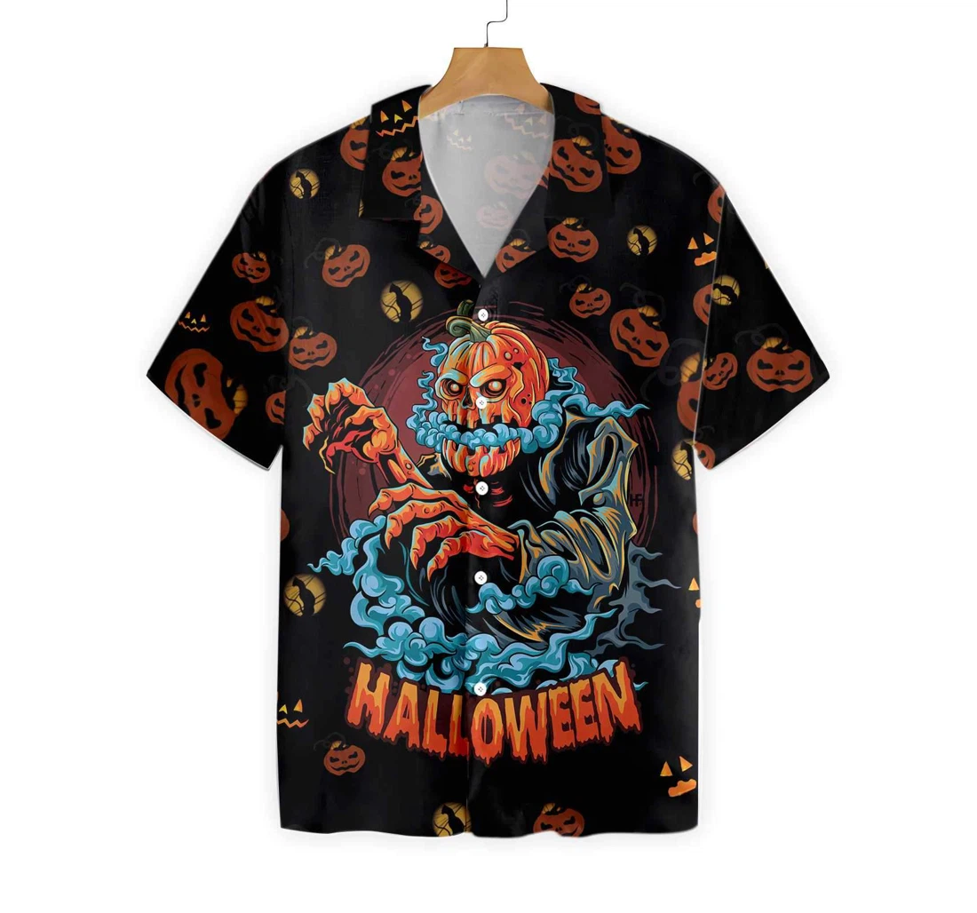 Scary Pumpkin Halloween Night Hawaiian Shirt, Button Up Aloha Shirt For Men, Women