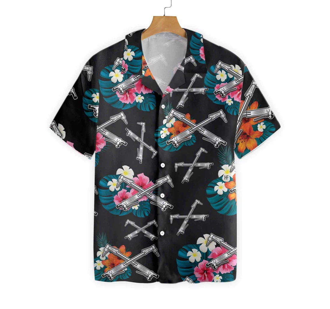 Ironworker In Black Hawaiian Shirt, Button Up Aloha Shirt For Men, Women