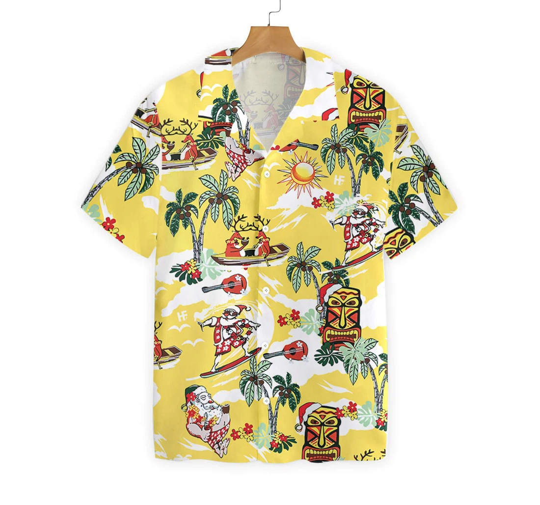 Merry Christmas Santa Claus Hawaiian Shirt, Button Up Aloha Shirt For Men, Women