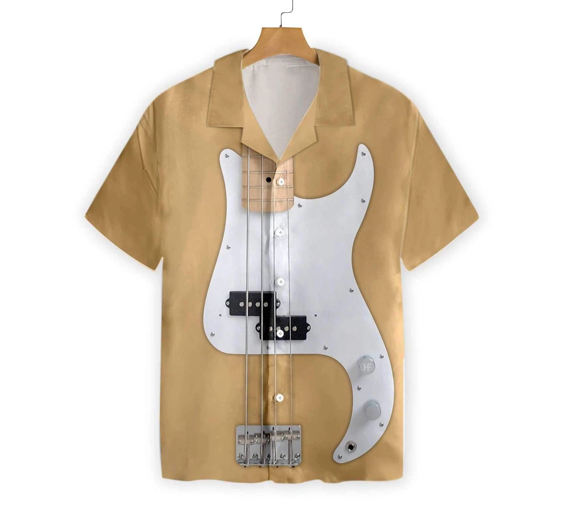 High Quality Bass Guitar Hawaiian Shirt, Button Up Aloha Shirt For Men, Women