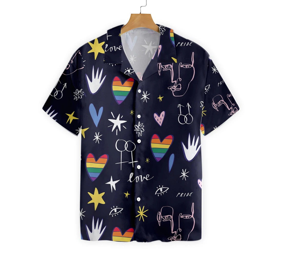 Happy Lgbt Hawaiian Shirt, Button Up Aloha Shirt For Men, Women