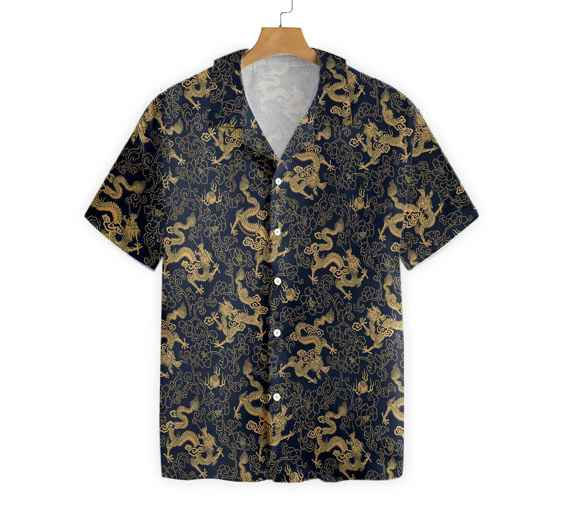 Traditional Chinese Dragon Hawaiian Shirt, Button Up Aloha Shirt For Men, Women