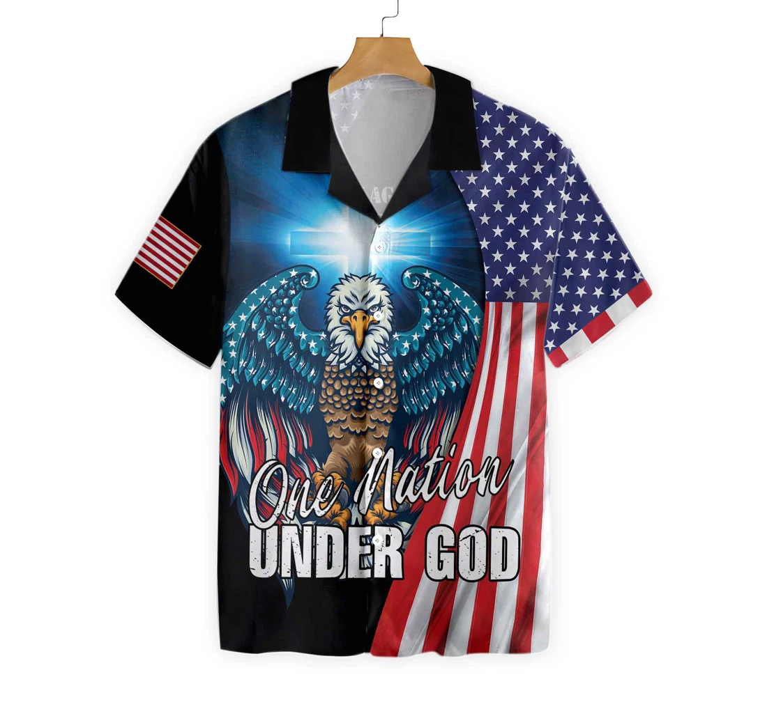 One Nation Under God Hawaiian Shirt, Button Up Aloha Shirt For Men, Women