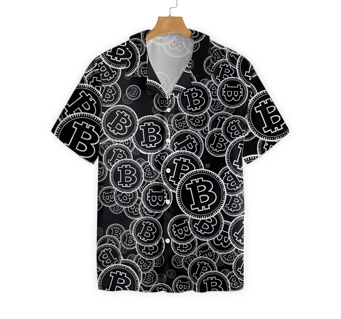 Digital Bitcoin Crypto Hawaiian Shirt, Button Up Aloha Shirt For Men, Women