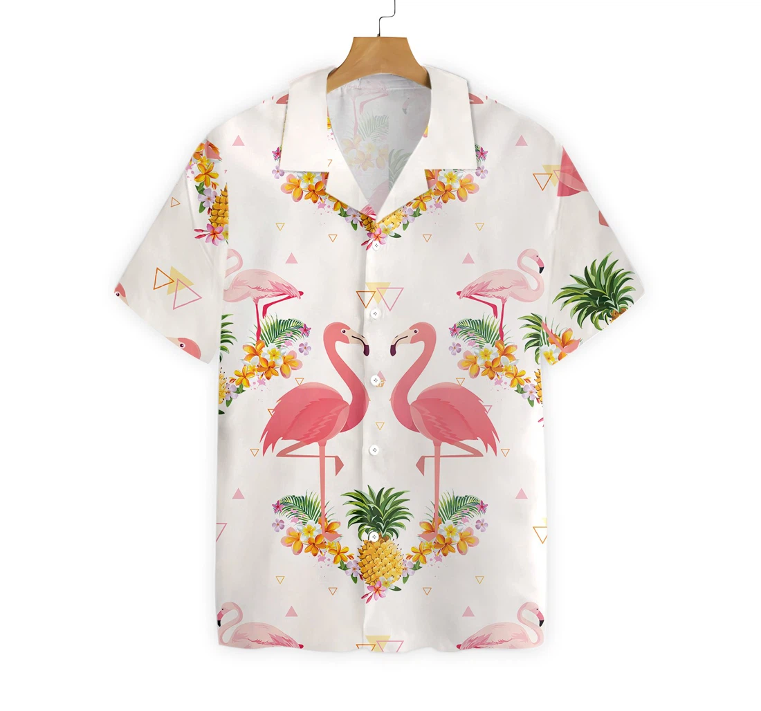 Pineapple And Flamingo Hawaiian Shirt, Button Up Aloha Shirt For Men, Women