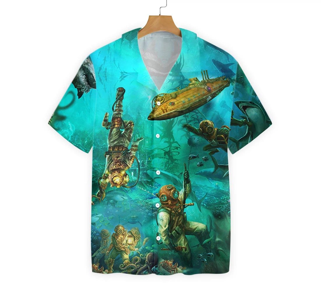 Into The Sea Scuba Diving Hawaiian Shirt, Button Up Aloha Shirt For Men, Women