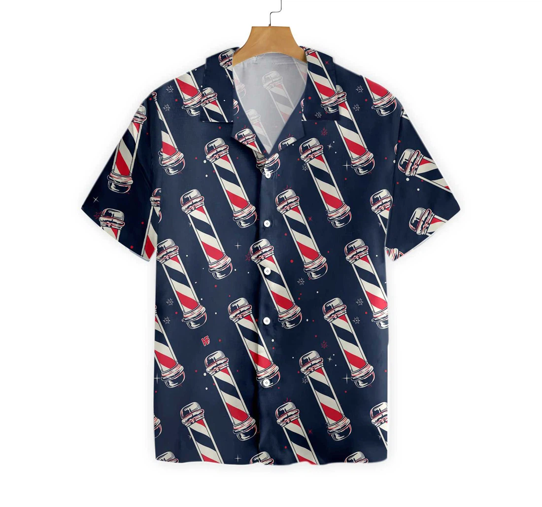 Barber Pole Hawaiian Shirt, Button Up Aloha Shirt For Men, Women