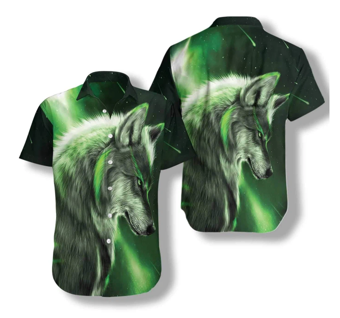 Fantasy Green Wolf Hawaiian Shirt, Button Up Aloha Shirt For Men, Women