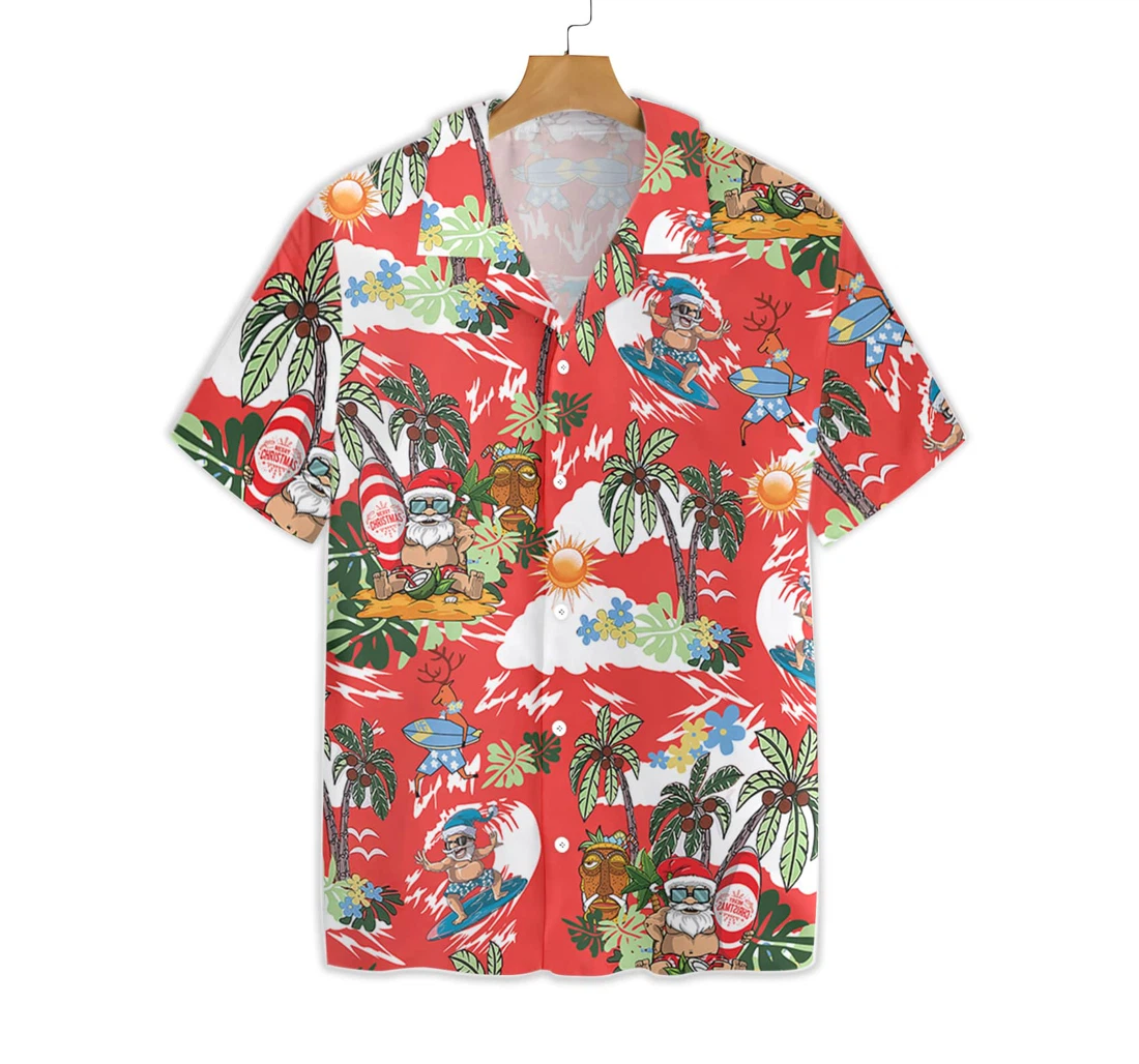 Merry Christmas Santa Claus Hawaiian Shirt, Button Up Aloha Shirt For Men, Women