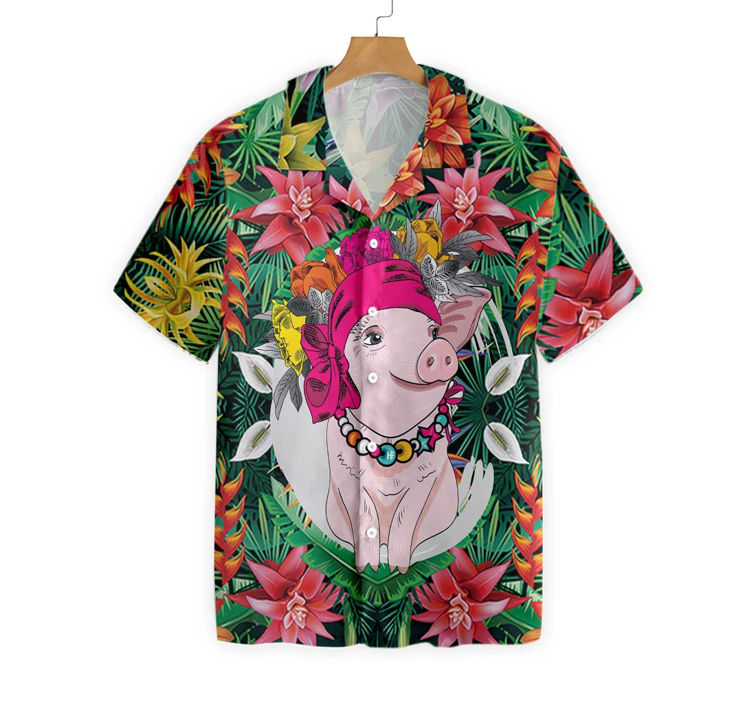 Pig Hawaiian Shirt, Button Up Aloha Shirt For Men, Women