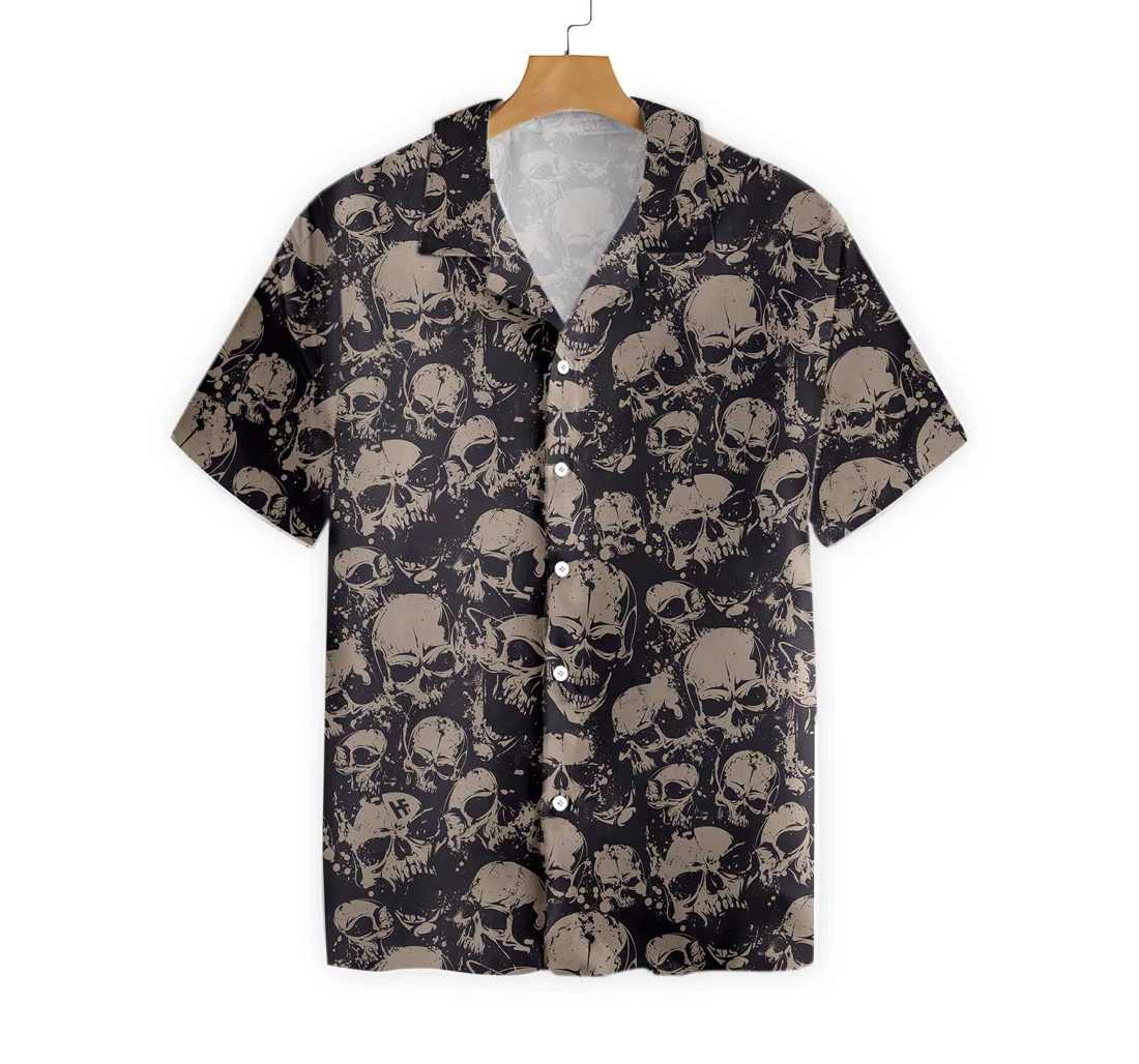 Skull And Cool Hawaiian Shirt, Button Up Aloha Shirt For Men, Women