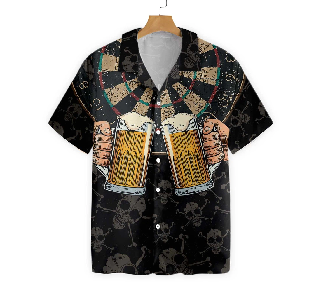 Darts And Beer That's Why I'm Here Hawaiian Shirt, Button Up Aloha Shirt For Men, Women