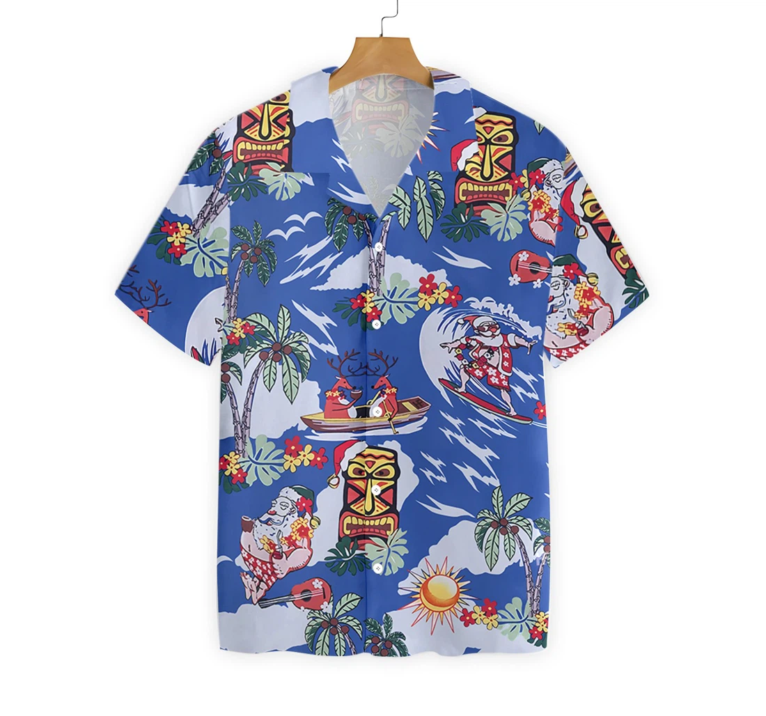 Merry Christmas Santa Claus Hawaiian Shirt, Button Up Aloha Shirt For Men, Women