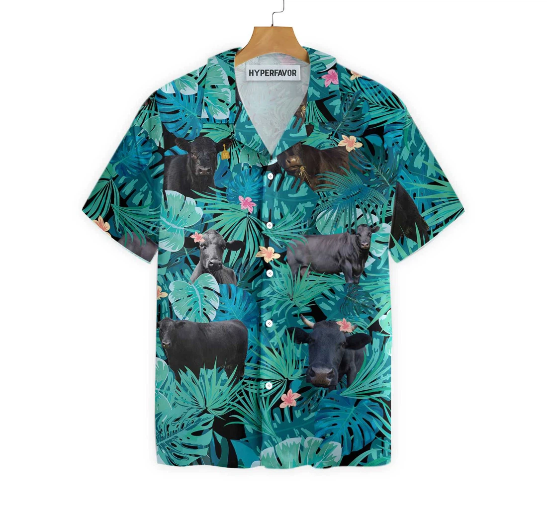 Black Cow Lover Hawaiian Shirt, Button Up Aloha Shirt For Men, Women