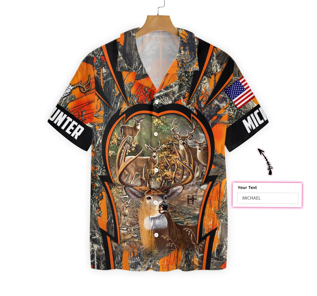 Personalized Name Deer Hunting Custom Hawaiian Shirt, Button Up Aloha Shirt For Men, Women