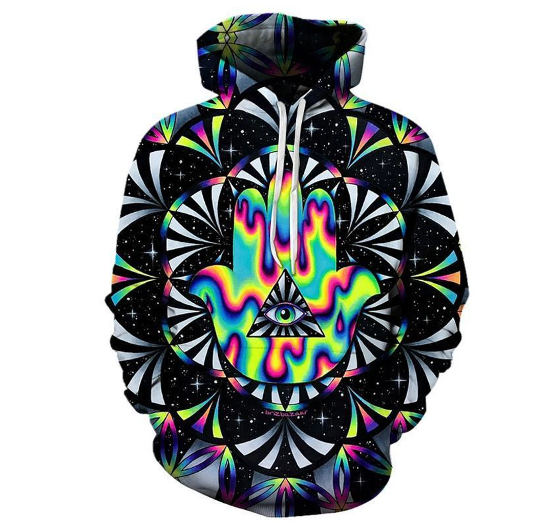 Trippy Hamsa - 3D Printed Pullover Hoodie