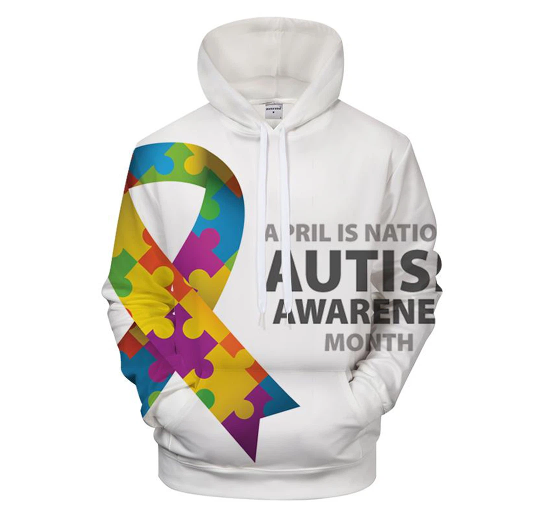 Autism Awareness Pullover- Support Autism Awareness Movement - 3D Printed Pullover Hoodie