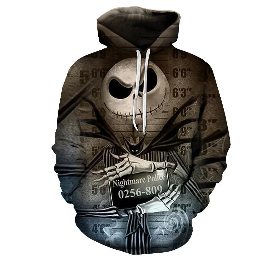 Jack Skellington Mug Shot - 3D Printed Pullover Hoodie