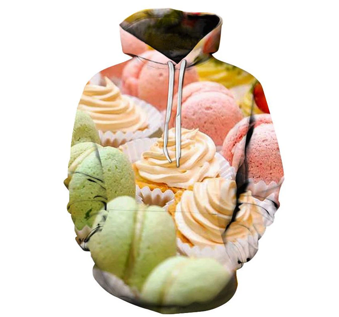 Macarons & Cupcakes - 3D Printed Pullover Hoodie