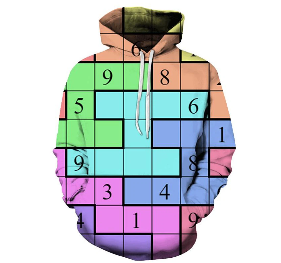 Vibrant Sudoku - 3D Printed Pullover Hoodie