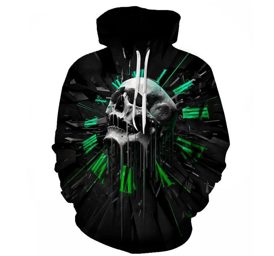 Skull Clock - 3D Printed Pullover Hoodie