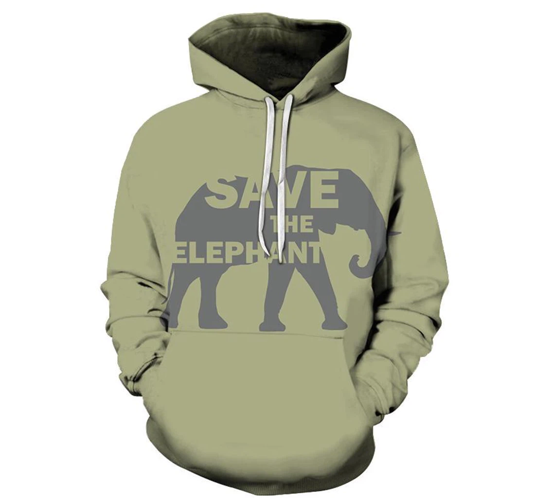 Save The Elephants - 3D Printed Pullover Hoodie