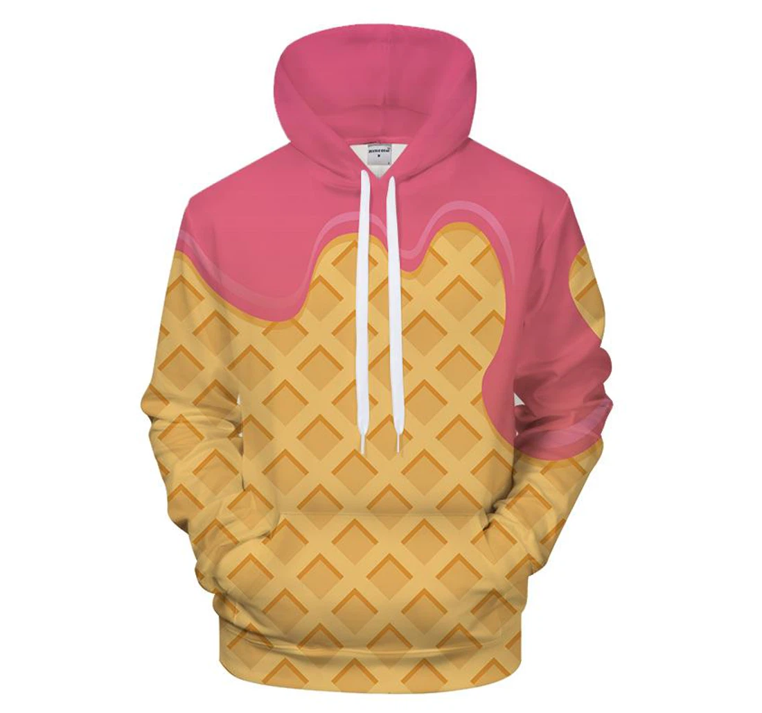 Melting Pink Ice Cream - 3D Printed Pullover Hoodie