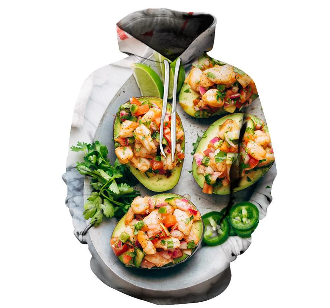 Avocado Salad - 3D Printed Pullover Hoodie