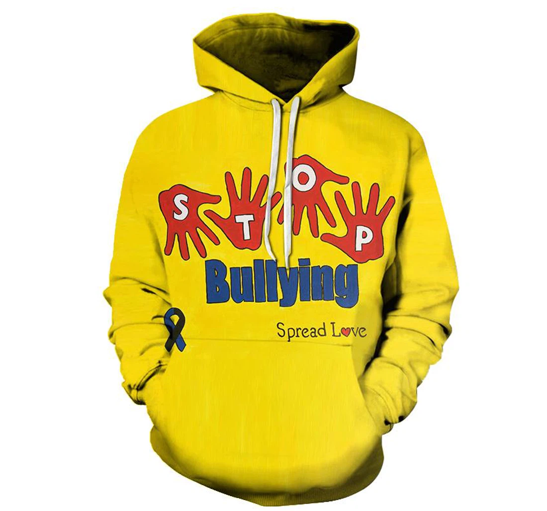 Yellow Stop Bullying - 3D Printed Pullover Hoodie