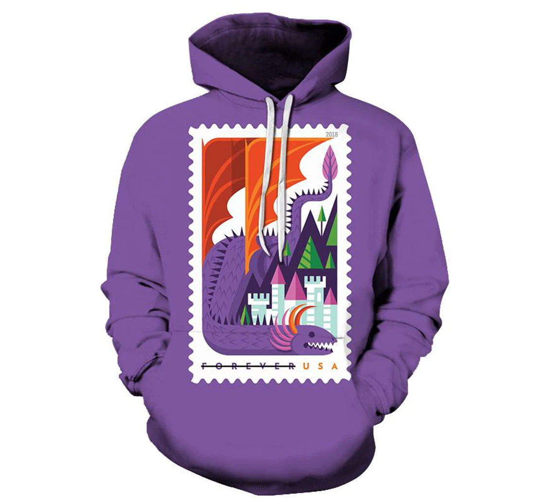 Purple Stamp - 3D Printed Pullover Hoodie