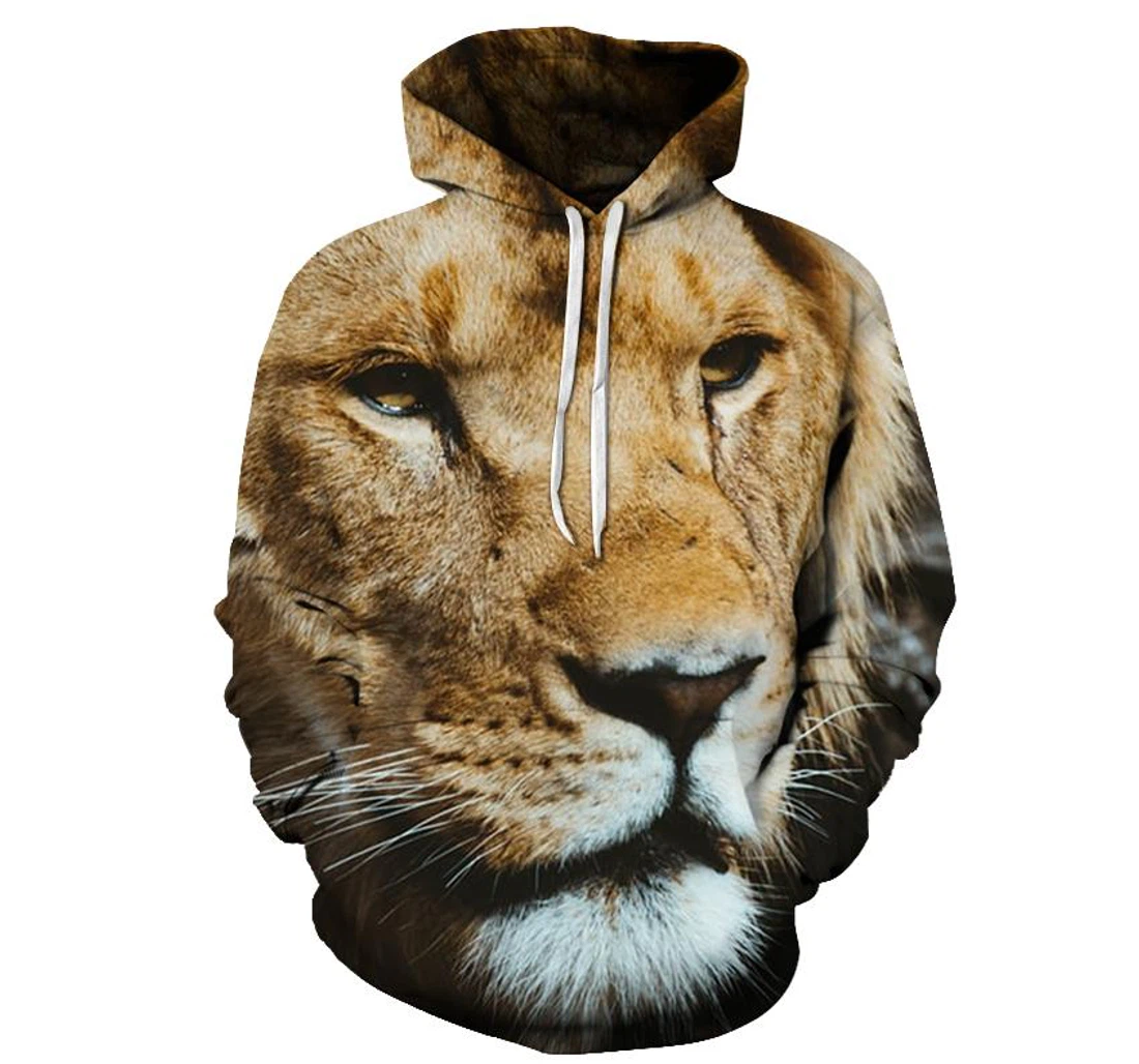 Hunter Lion Face - 3D Printed Pullover Hoodie