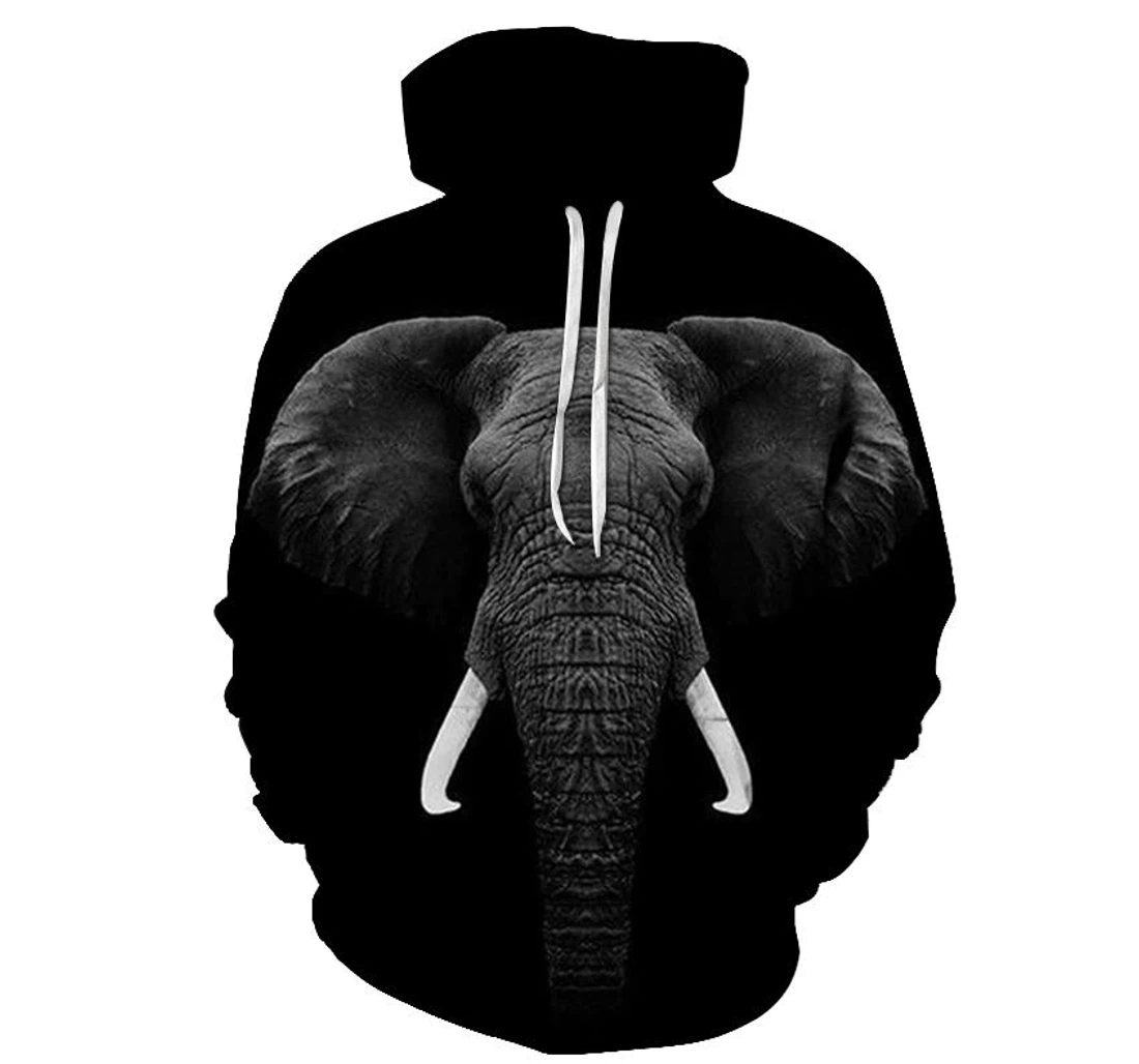 Regal Elephant Face - 3D Printed Pullover Hoodie