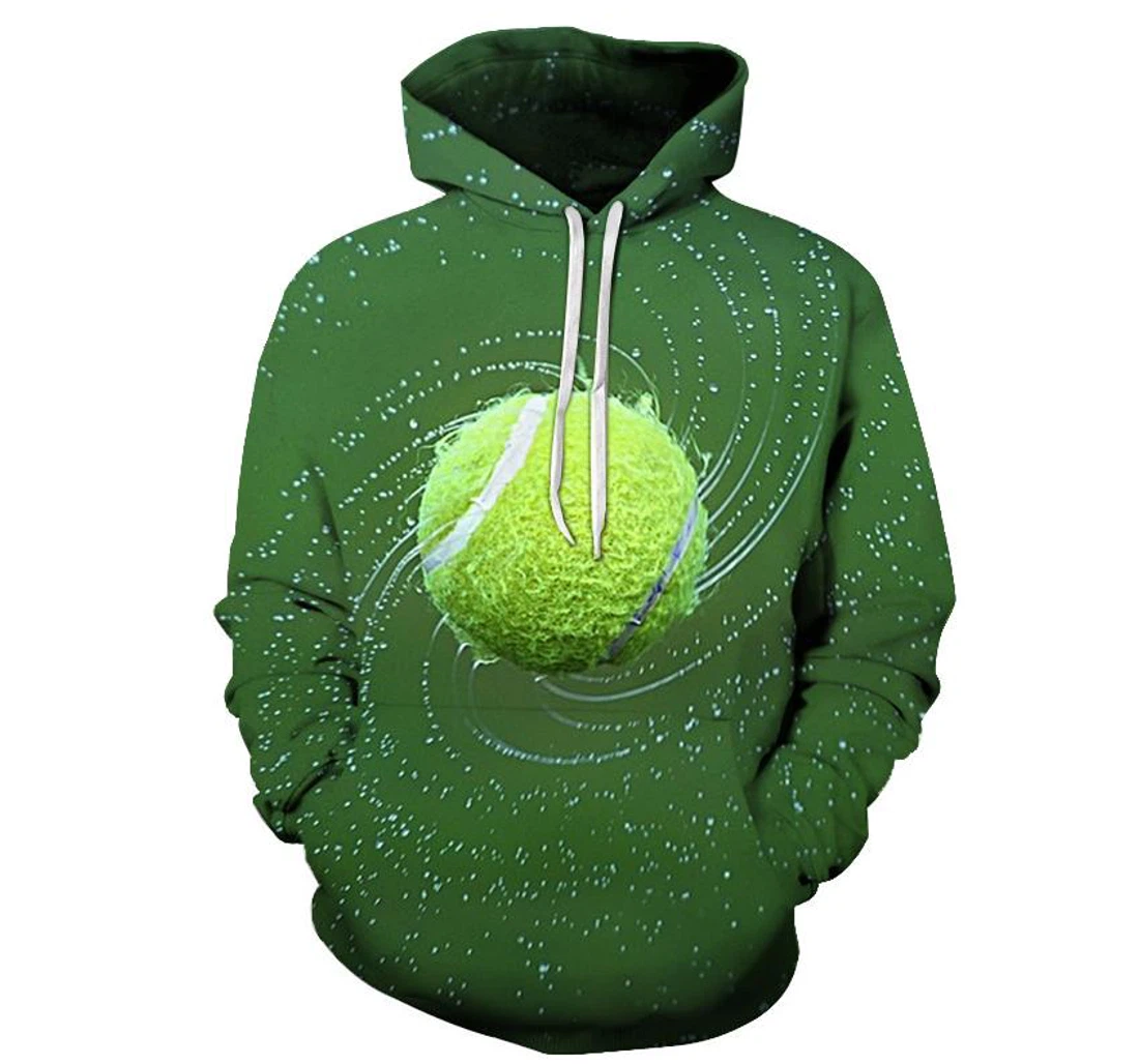 Spinning Tennis Ball - 3D Printed Pullover Hoodie