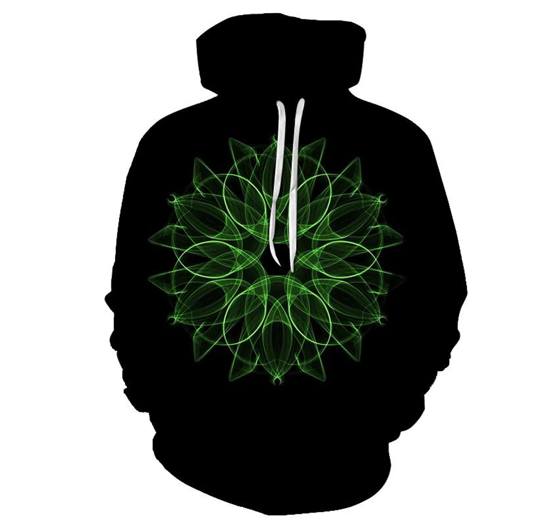 Personalized Green-black Mandala - 3D Printed Pullover Hoodie