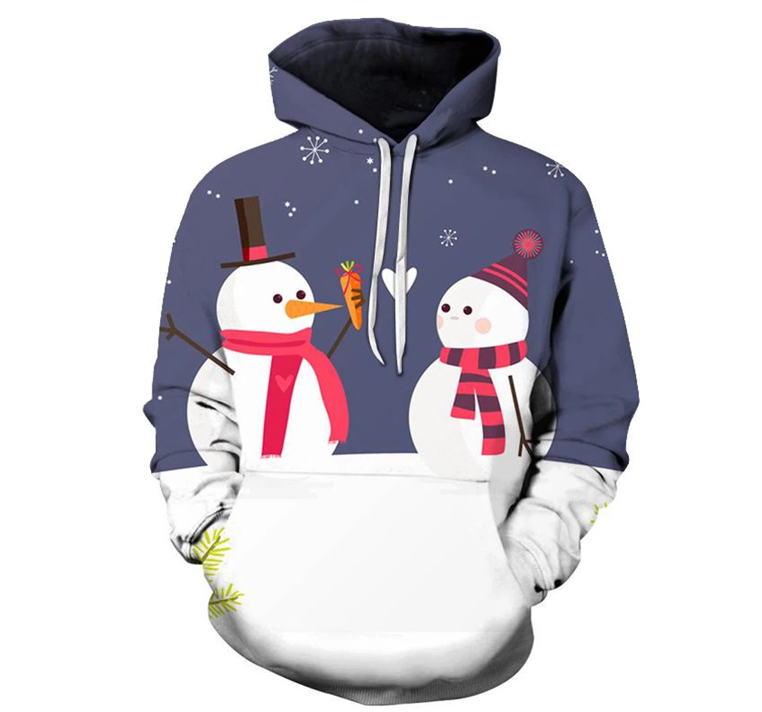 Snowman In Love Christmas - 3D Printed Pullover Hoodie