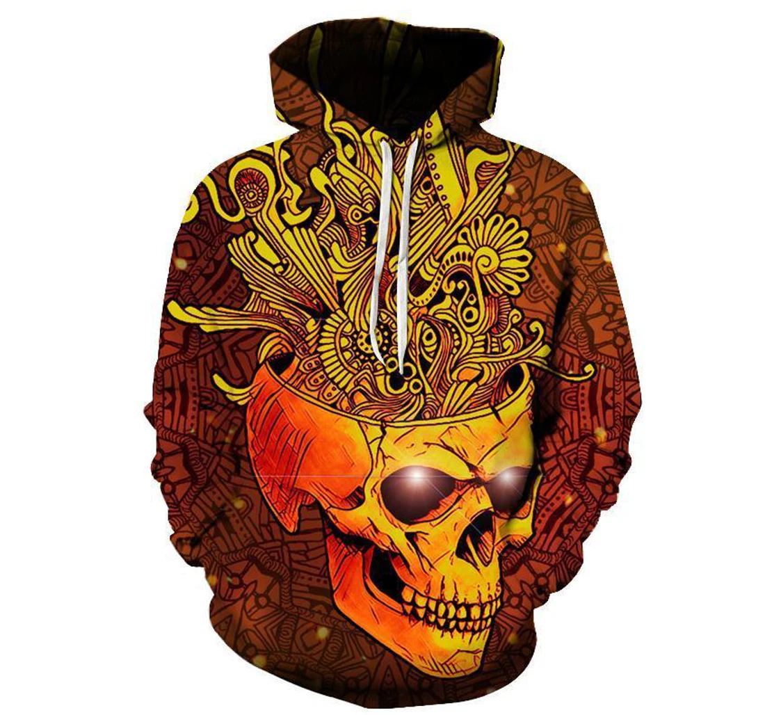 Golden Skull - 3D Printed Pullover Hoodie